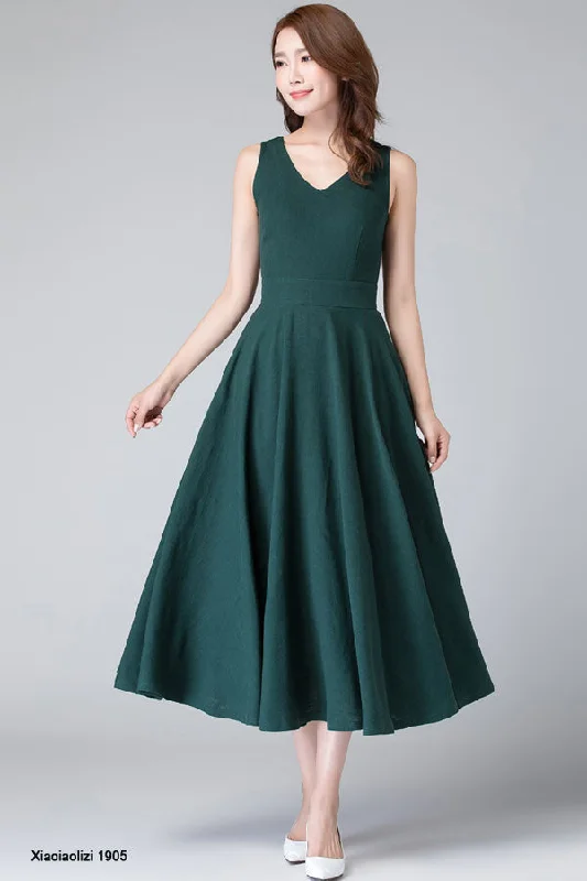 vintage inspired linen swing party dress, wedding guest dress 1905# Tunics Short Trendy vintage inspired linen swing party dress, wedding guest dress 1905# Tunics Short Trendy