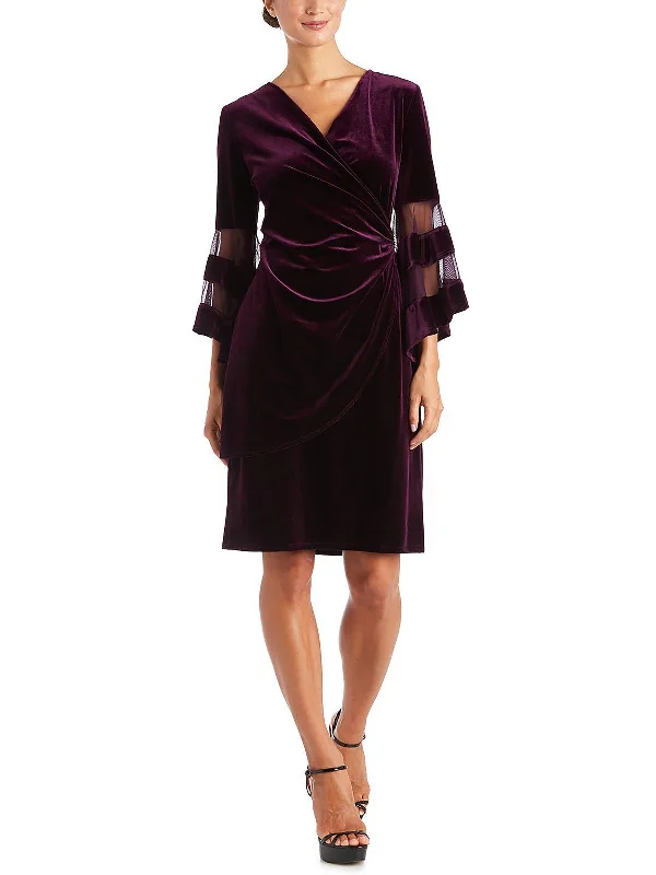 Womens Velvet Embellished Cocktail and Party Dress Tunics Short Trendy