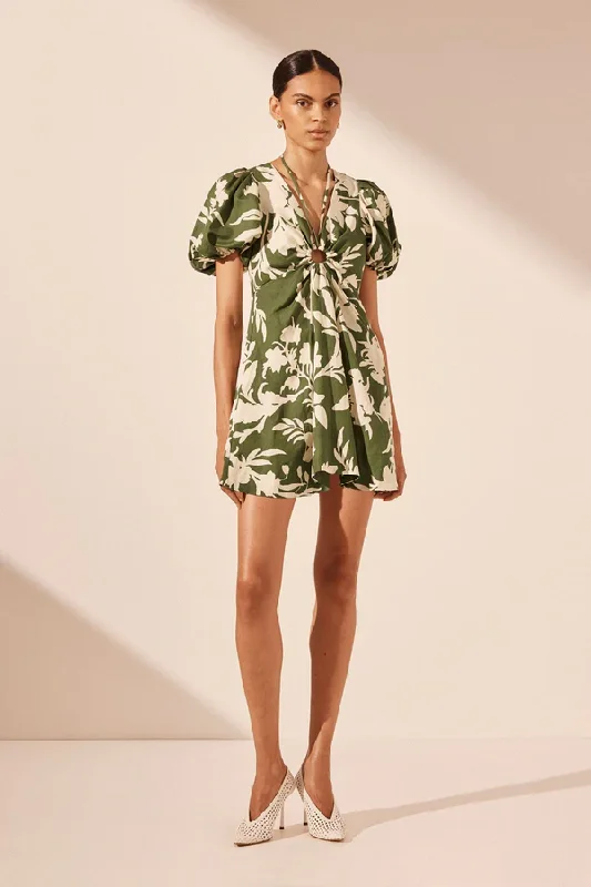 Shona Joy Renee Keyhole Ruched Mini Dress Fashionable Pleated Mini Dress