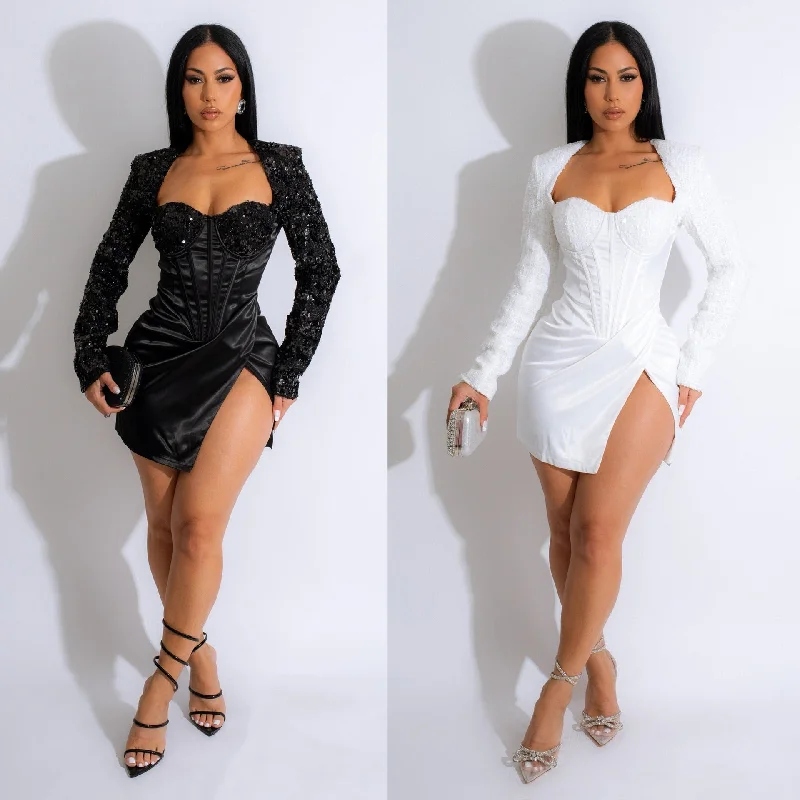 Rory Formal Stylish Sequin Mini Dress Elegant Silk Mini Dress