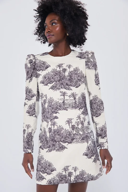 Toile Domino Dress Crew Neckline Sporty