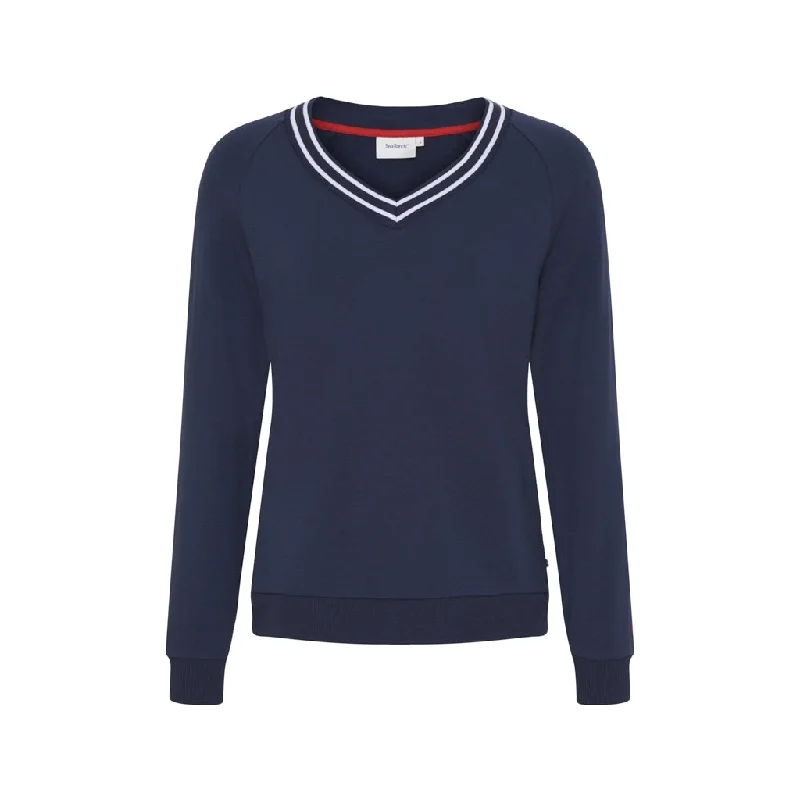 Lin V-Neck Sweatshirt - SR Navy Hoodie with Distressed Vintage Worn