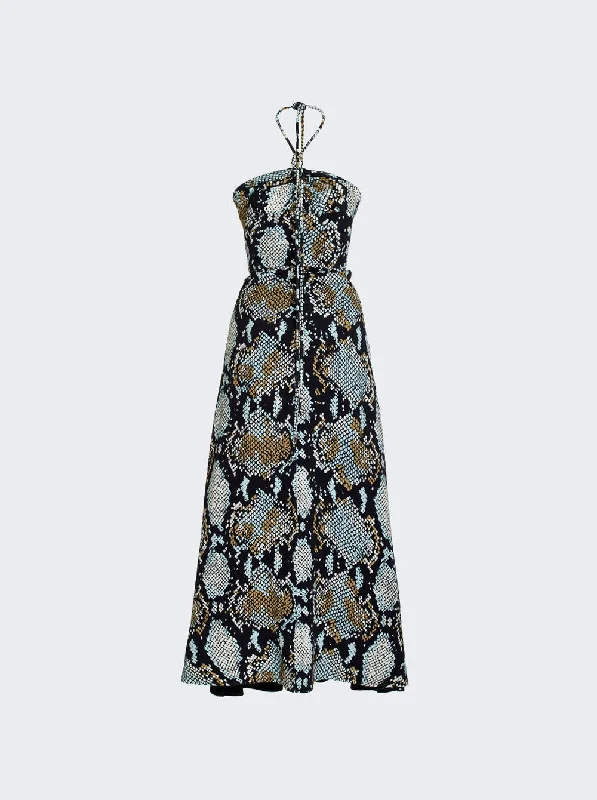 Proenza Schouler Printed Snake Crepe De Chine Halter Dress BLACK Tunics Practical easy-care Proenza Schouler Printed Snake Crepe De Chine Halter Dress BLACK Tunics Practical easy-care