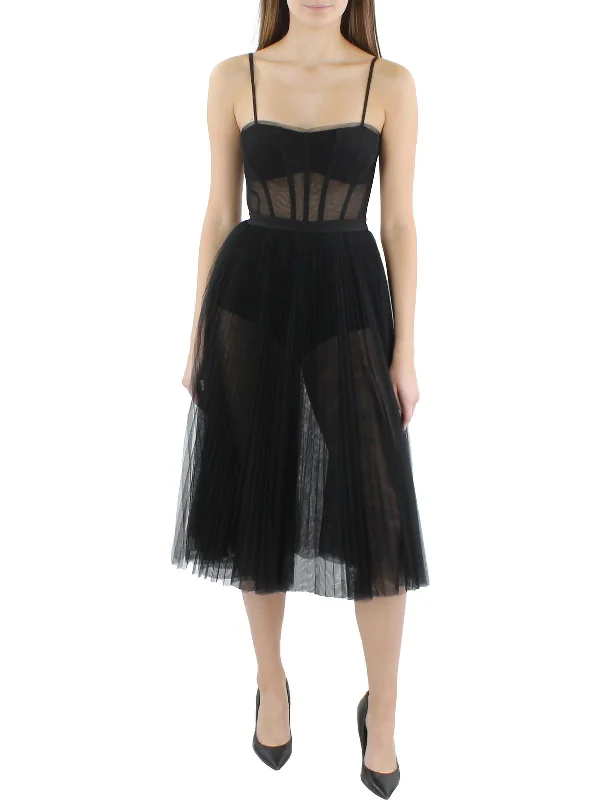 Womens Sheer Corset Cocktail And Party Dress Tunics Silk luxurious