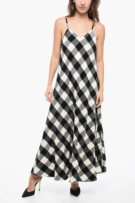 Woolrich W'S ARCHIVE CHECK LONG DRESS Xs Standard size Off-the-shoulder Chic Trendy