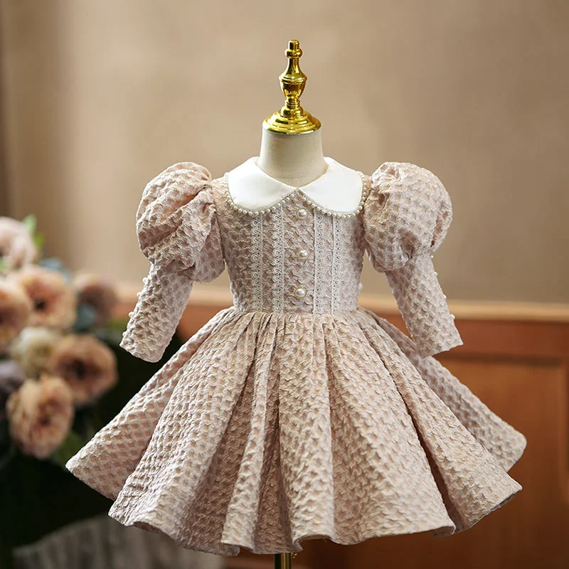 Toddler Ball Gowns Girl Princess Dress Autumn Doll Collar Puffy Waffle Party Dress Tunics Print Colorful Toddler Ball Gowns Girl Princess Dress Autumn Doll Collar Puffy Waffle Party Dress Tunics Print Colorful