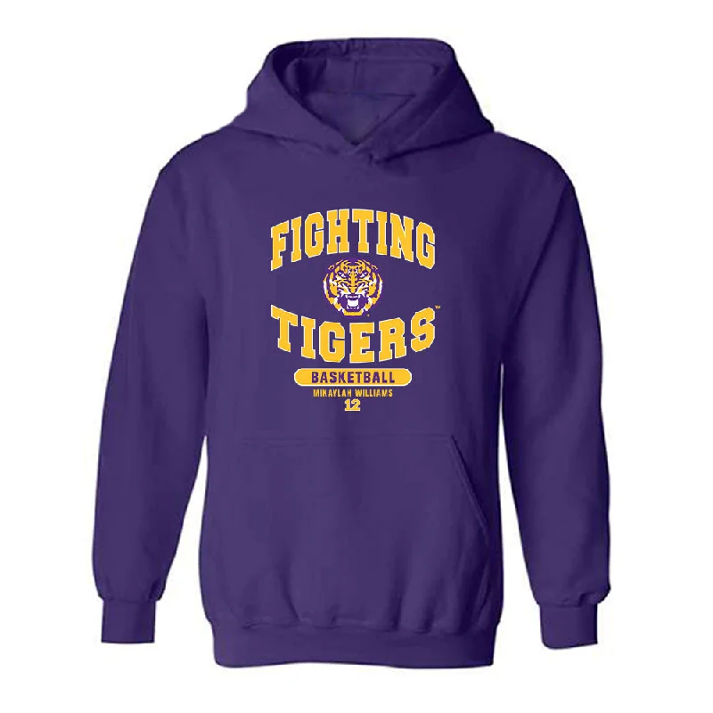 LSU - NCAA Women's Basketball : Mikaylah Williams - Classic Fashion Shersey Hooded Sweatshirt Hoodie with Button Placket Classic Preppy