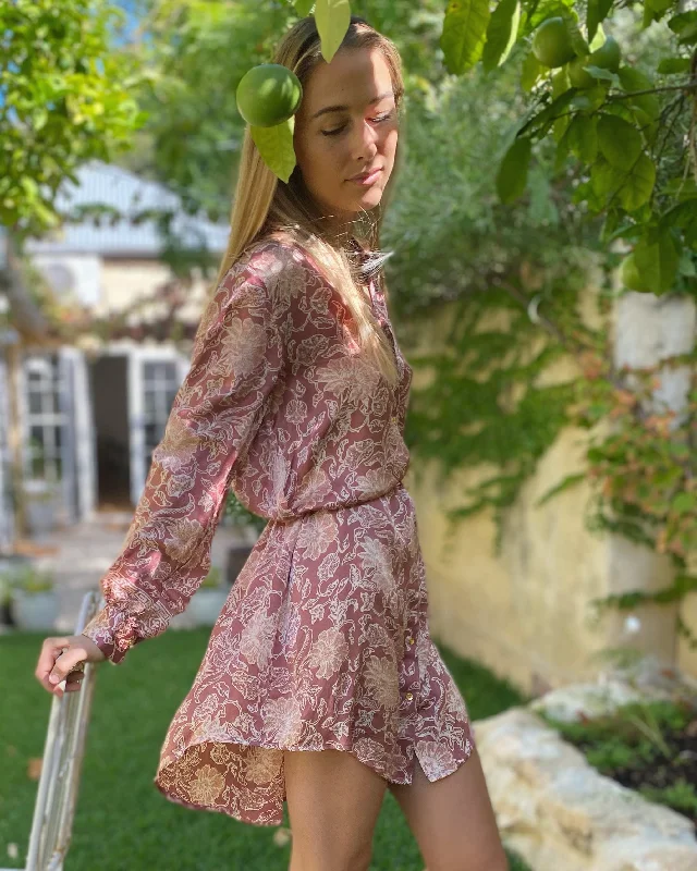 Valentina Latte mini dress Chic Puff Sleeve Mini Dress