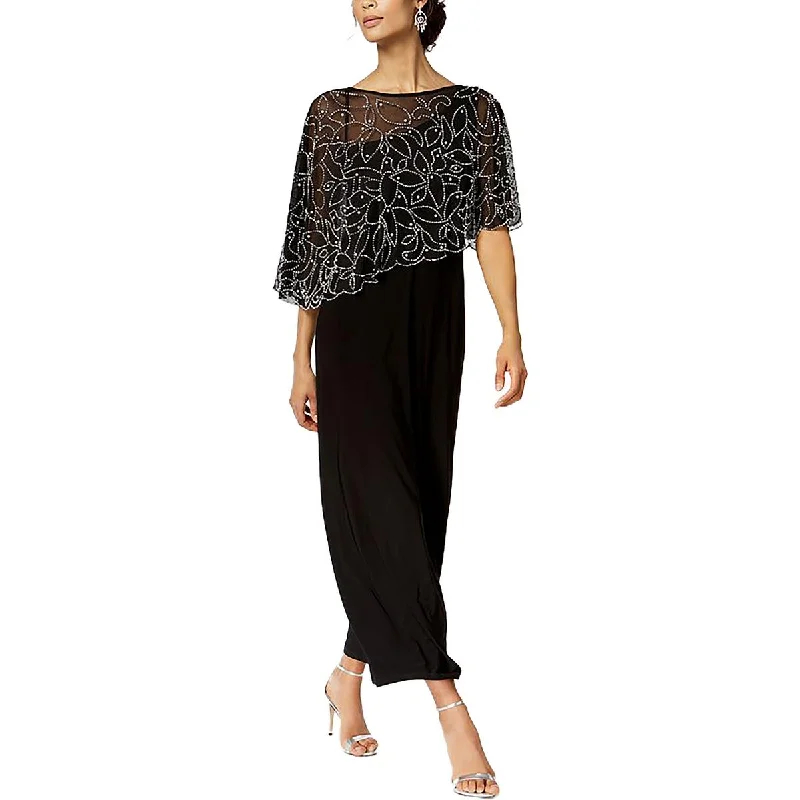 Womens Embellished Capelet Evening Dress Tunics Luxurious premium