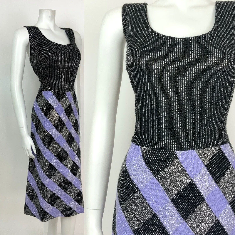 VINTAGE 60s 70s BLACK PURPLE SILVER LUREX CHECKED DISCO PARTY DRESS 10 12 Tunics Review highly VINTAGE 60s 70s BLACK PURPLE SILVER LUREX CHECKED DISCO PARTY DRESS 10 12 Tunics Review highly
