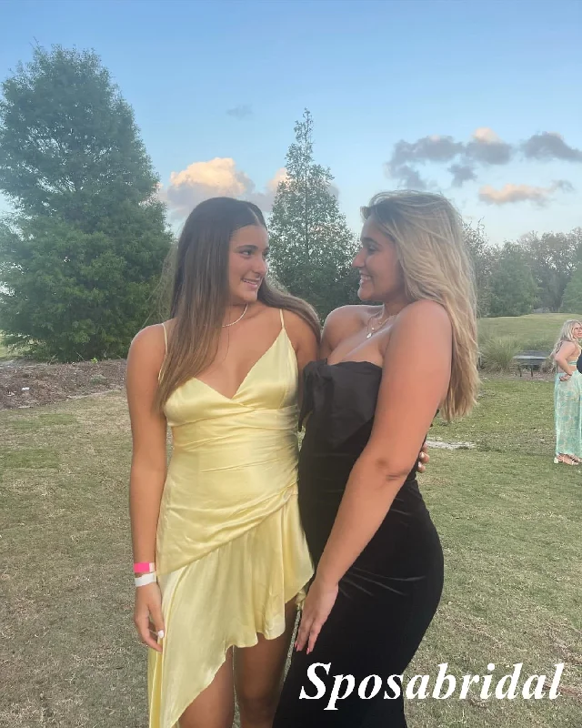 Sexy Yellow Soft Satin Spaghetti Straps V-Neck Sleeveless A-Line Mini Dresses/ Homecoming Dresses, PD3620 Comfortable Zip-Up Mini Dress Sexy Yellow Soft Satin Spaghetti Straps V-Neck Sleeveless A-Line Mini Dresses/ Homecoming Dresses, PD3620 Comfortable Zip-Up Mini Dress