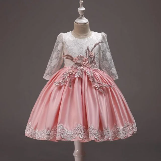Flower Girl Dress Toddler Summer Birthday Party Dress Elegant Silk Bow Puffy Princess Dress Tunics Ceremony elegant Flower Girl Dress Toddler Summer Birthday Party Dress Elegant Silk Bow Puffy Princess Dress Tunics Ceremony elegant