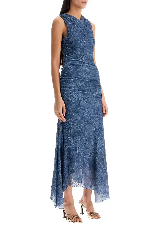 Ganni Denim Print Mesh Dress Tunic Top Casual