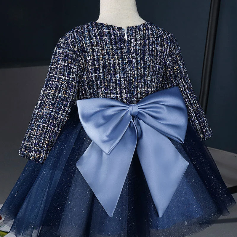 Girls Pageant Dresses Baby Girl Blue Long Sleeve Luxury Bow Fluffy Birthday Party Dress Tunics Practical durable Girls Pageant Dresses Baby Girl Blue Long Sleeve Luxury Bow Fluffy Birthday Party Dress Tunics Practical durable