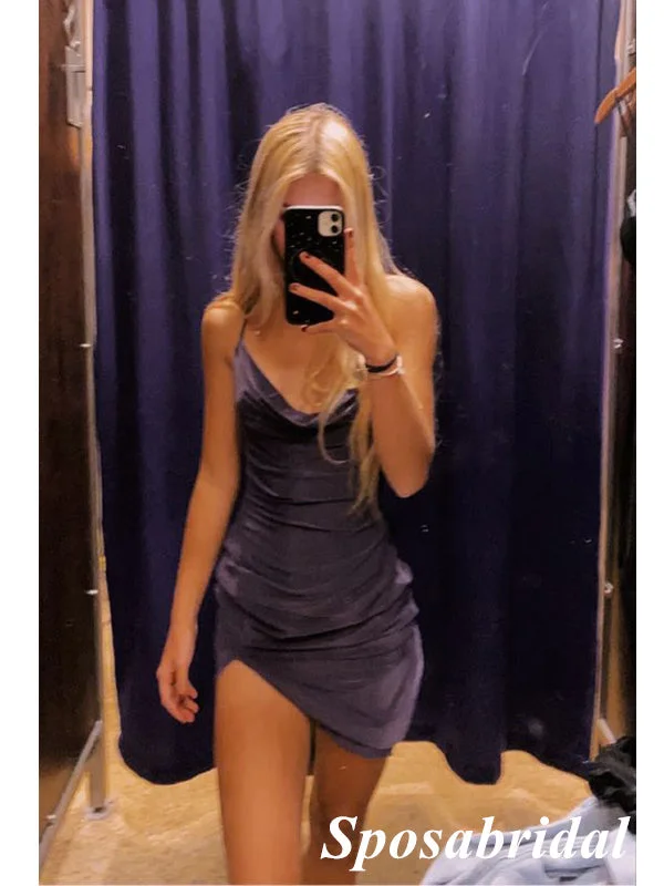 Sexy Soft Satin Spaghetti Straps Sleeveless Sheath Mini Dresses/ Homecoming Dresses, PD3663 Chic Pleated Mini Dress Sexy Soft Satin Spaghetti Straps Sleeveless Sheath Mini Dresses/ Homecoming Dresses, PD3663 Chic Pleated Mini Dress