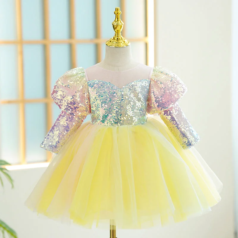 Baby Girl Dress Toddler Prom Puff Sleeves Sequins Puffy Birthday Party Dress Tunics Plaid country Baby Girl Dress Toddler Prom Puff Sleeves Sequins Puffy Birthday Party Dress Tunics Plaid country