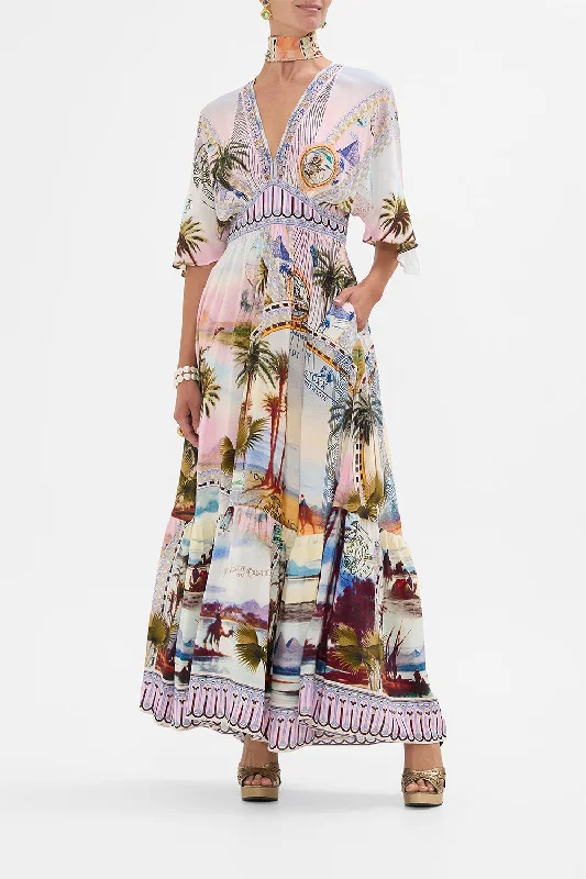 WAISTED DRESS WITH HEM RUFFLE CALL ME IN CAIRO Tunics Gym athletic