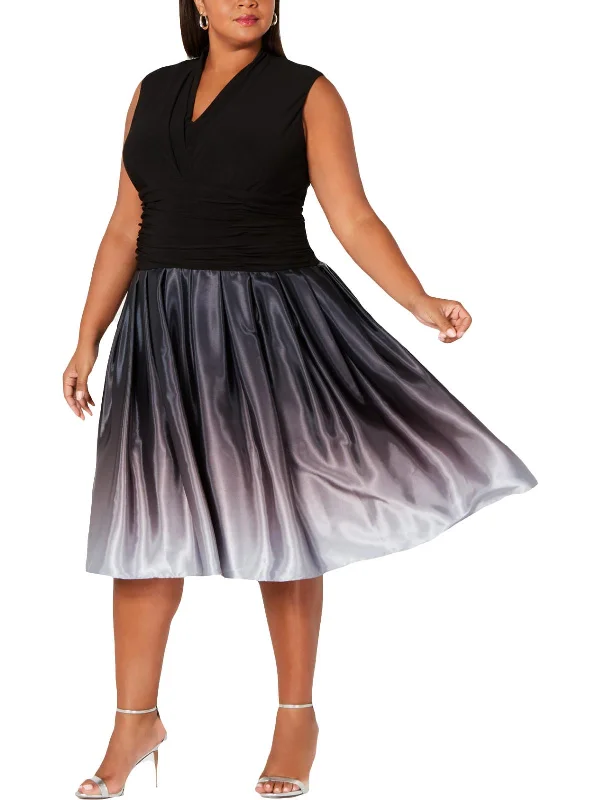 Plus Womens Ombre Mid-Calf Cocktail and Party Dress Tunics Travel practical