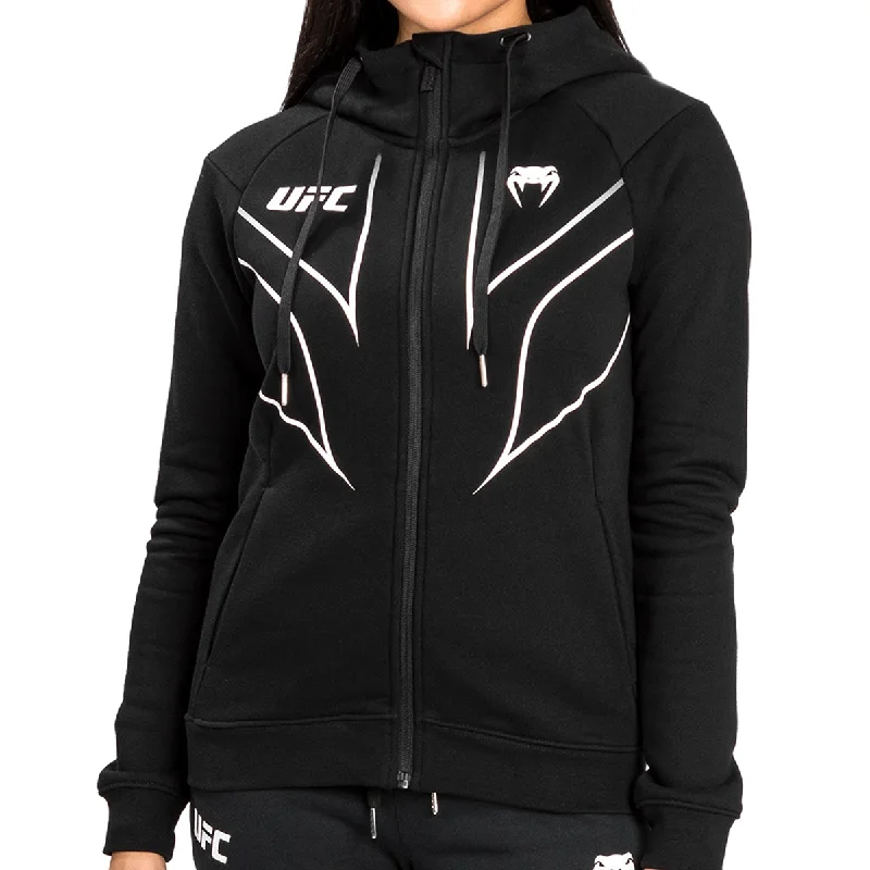Venum Women's UFC Fight Night 2.0 Replica Full Zip Hoodie - Black Hoodie with Color Block Contrast Stylish Venum Women's UFC Fight Night 2.0 Replica Full Zip Hoodie - Black Hoodie with Color Block Contrast Stylish