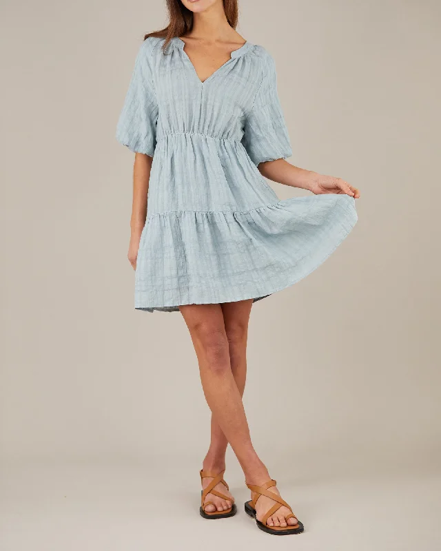 Pila Linen Mini Dress - Duckegg Trendy Denim Mini Dress