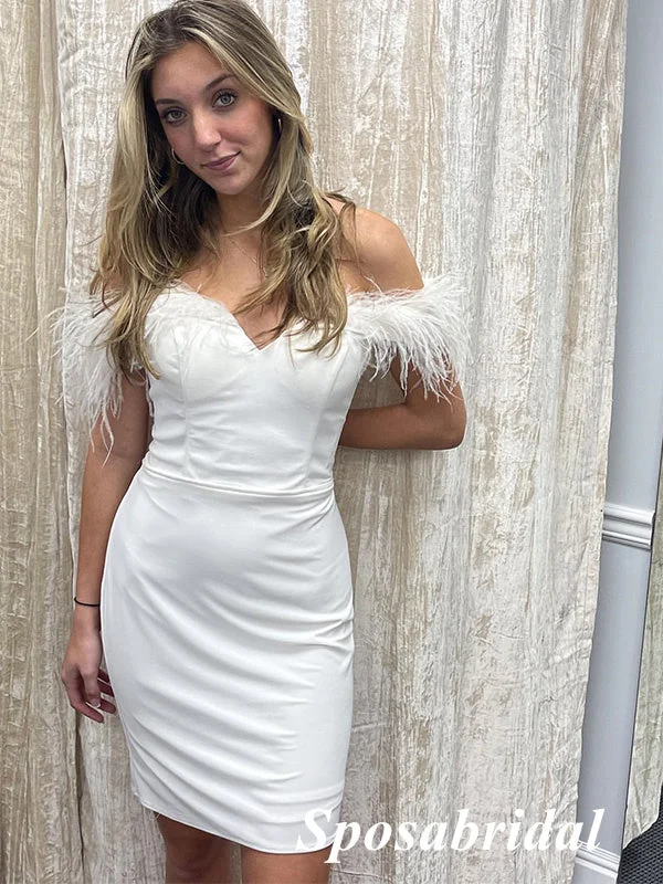 Sexy Off Shoulder Sleeveless Sheath Mini Dresses/ Homecoming Dresses With Feather, PD3647 Fashionable Denim Mini Dress Sexy Off Shoulder Sleeveless Sheath Mini Dresses/ Homecoming Dresses With Feather, PD3647 Fashionable Denim Mini Dress