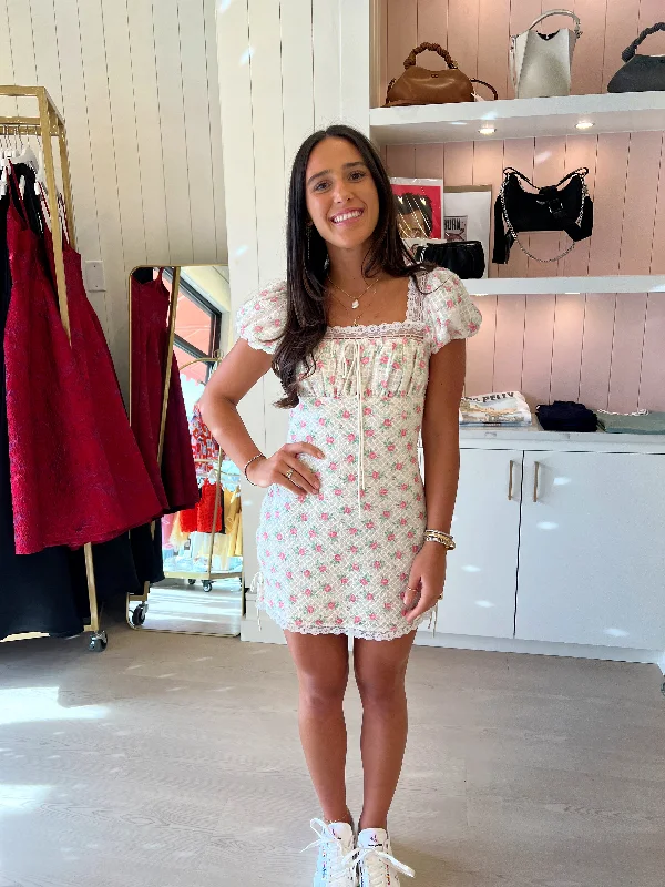 For Love and Lemons Maxine Mini Dress - Pink Comfortable Off-Shoulder Mini Dress