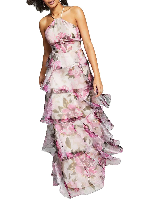 Juniors Womens Floral-Print Maxi Evening Dress Tunics Business professional