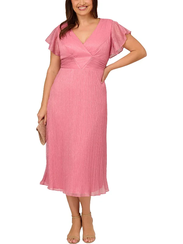 Plus Womens Metallic Midi Cocktail And Party Dress Tunics stripes playful