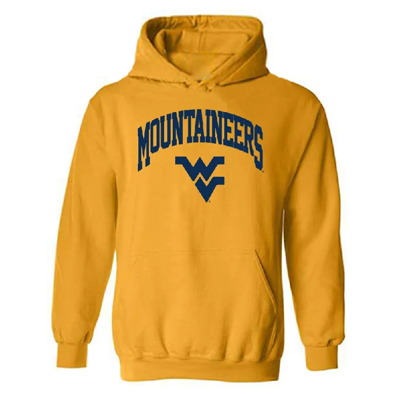 West Virginia - NCAA Women's Basketball : Tirzah Moore - Fashion Shersey Hooded Sweatshirt Hoodie with Metallic Shiny Futuristic West Virginia - NCAA Women's Basketball : Tirzah Moore - Fashion Shersey Hooded Sweatshirt Hoodie with Metallic Shiny Futuristic