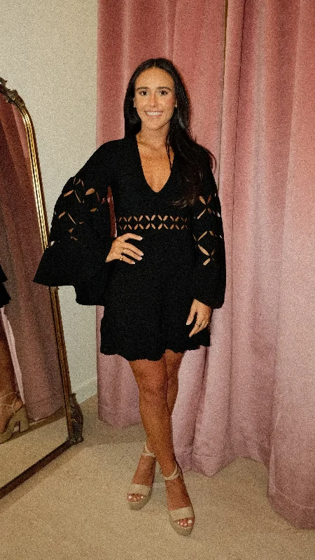 Alexis Linden Mini Dress - Black Comfortable Boho Mini Dress