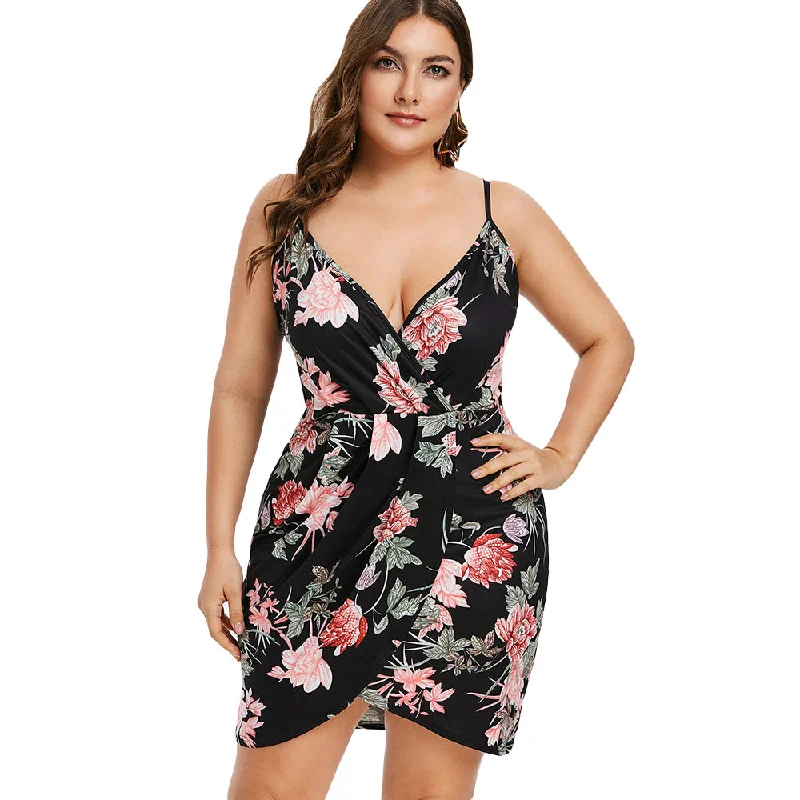 ROSEGAL Plus Size Women Floral Print Mini Bodycon Dress Sleeveless Spaghetti Strap Sexy Bodycon Party Dress Summer Vestidos 2019 Tunics Occasion special ROSEGAL Plus Size Women Floral Print Mini Bodycon Dress Sleeveless Spaghetti Strap Sexy Bodycon Party Dress Summer Vestidos 2019 Tunics Occasion special