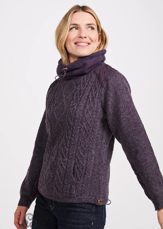 Women's Lined Aran Cowlneck Sweater | Clearance Fitted Slim Tailored