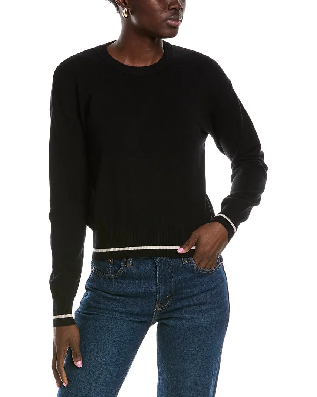 Splendid Syd Tipped Crew Sweater Terry Terry Cloth Terry Knit