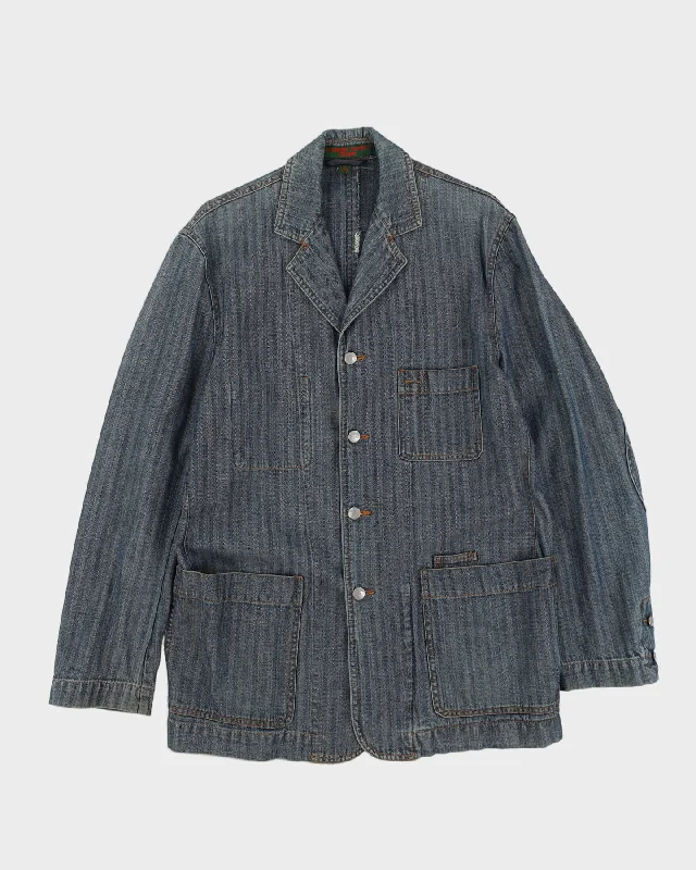 Katherine Hamnett Blue Button Up Denim Jacket - L Wool Fabric Cashmere Fabric Tweed Fabric