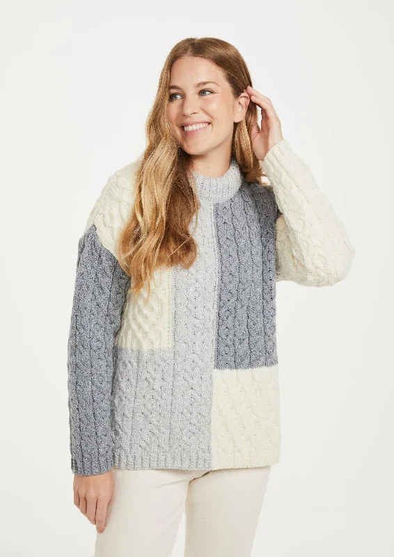 Cobh Aran Patch Sweater Terry Terry Cloth Terry Knit