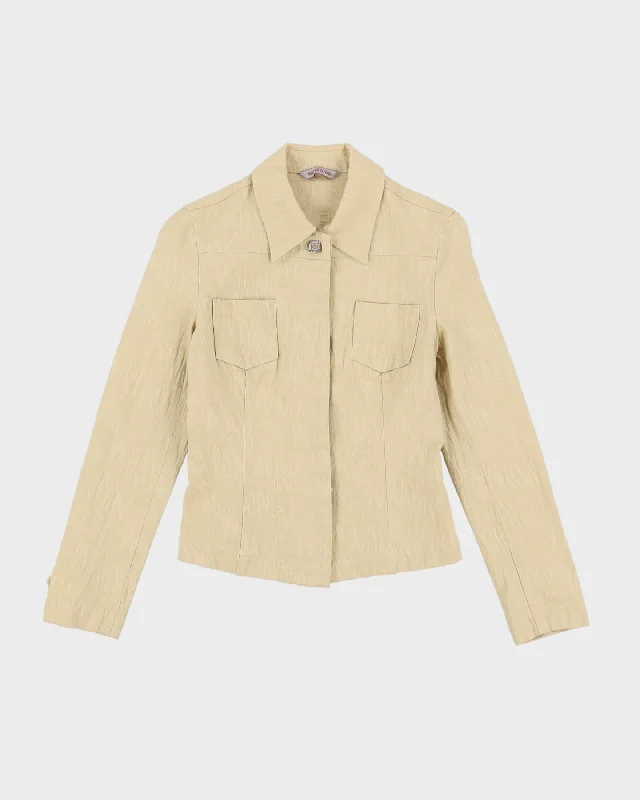Versace Classic Y2K Cream Jacket - XXS Rayon Jacket Velvet Jacket Corduroy Jacket