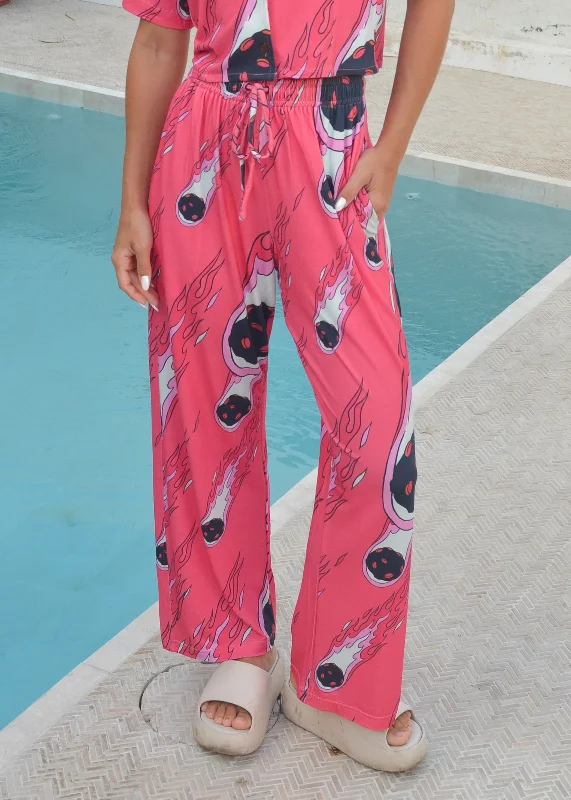Death from Above Hawaiian Pants - In Fuchsia Pink Comfy Zip-Up Pants