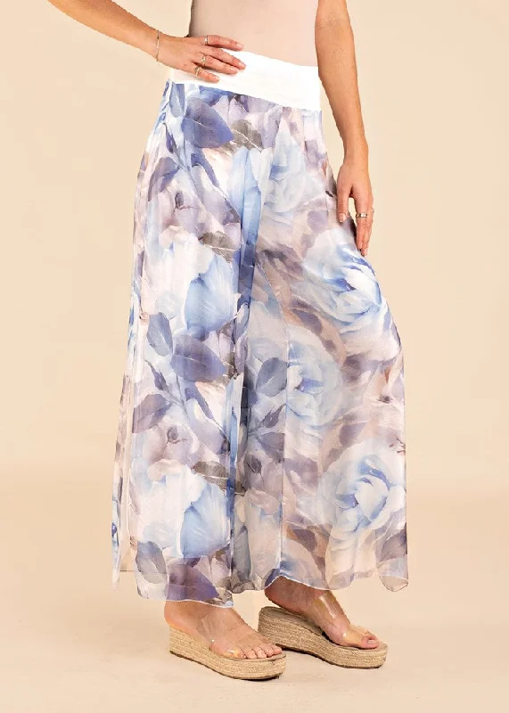 Maraja Silk Pants in Navy Soft Wool Pants