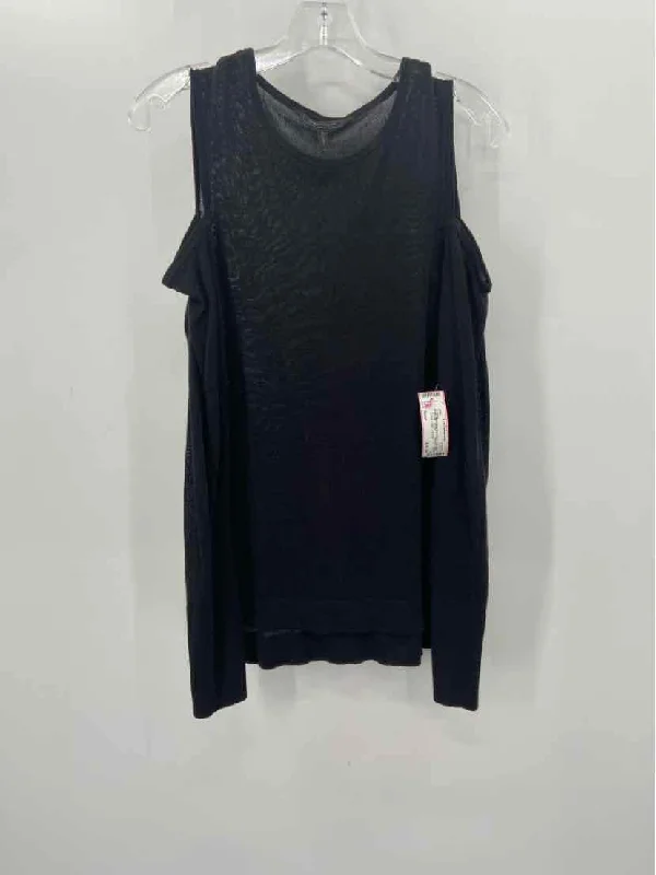 Pre-Owned BCBG Black Size Small Open Shoulder Sweater Cotton Fabric Linen Fabric Terry Fabric Pre-Owned BCBG Black Size Small Open Shoulder Sweater Cotton Fabric Linen Fabric Terry Fabric