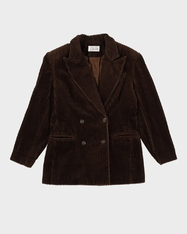 Brown Wide Cord Blazer Jacket - S Wool Jacket Cashmere Jacket Tweed Jacket