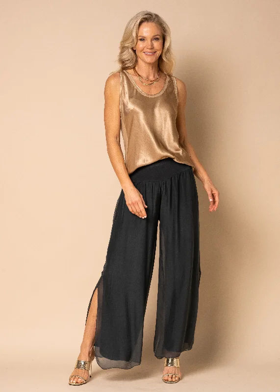 Gia Silk Pants in Granite Elegant Silk Pants