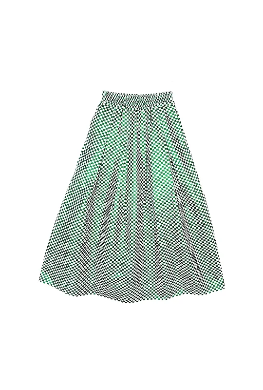 Maxi Party Skirt - Emerald Checkerboard Shimmer silk skirt luxurious