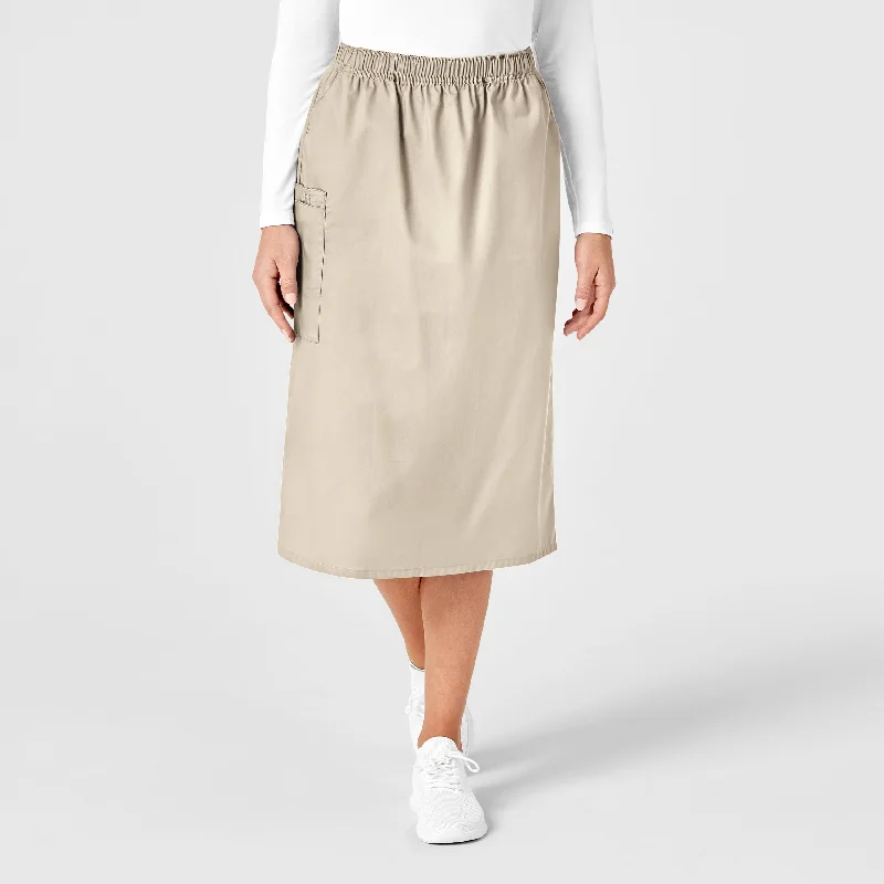WonderWORK Women's Pull On Cargo Scrub Skirt - Khaki satin skirt smooth