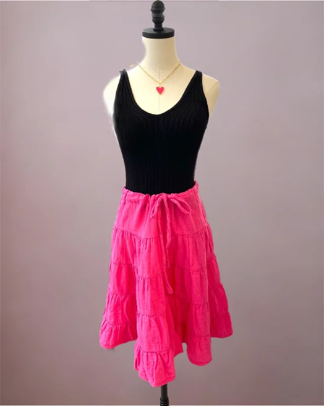 Dylan Gauze Sophie Skirt FUCHSIA linen skirt natural