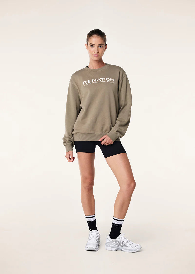 Women's P.E Nation Silver Sage Qualify Sweater and Restore 5" Shorts Set Collared Crew Neck Turtle Neck Women's P.E Nation Silver Sage Qualify Sweater and Restore 5" Shorts Set Collared Crew Neck Turtle Neck