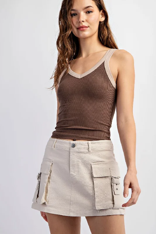 Cargo Mini Skirt ruffled skirt detail