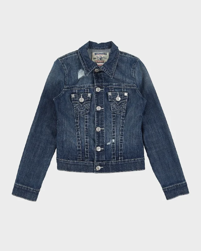 00s Y2K True Religion Denim Jacket - XS Welt Pockets Slit Pockets Flap Pockets