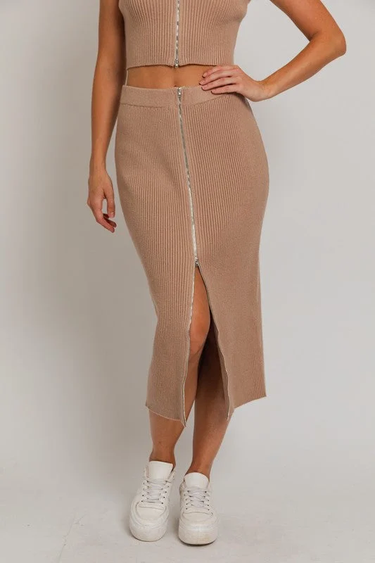 Sip and Savor Zipper Front Midi Skirt - Final Sale patchwork skirt art
