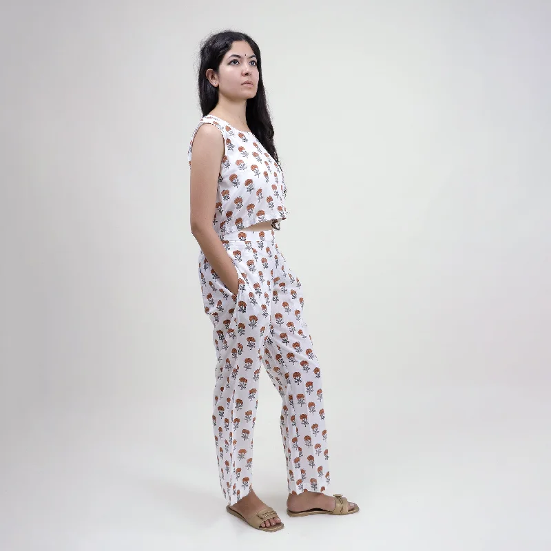 Beautiful Floral Print Top For Girls With Pant High-Waist Jogger Pants