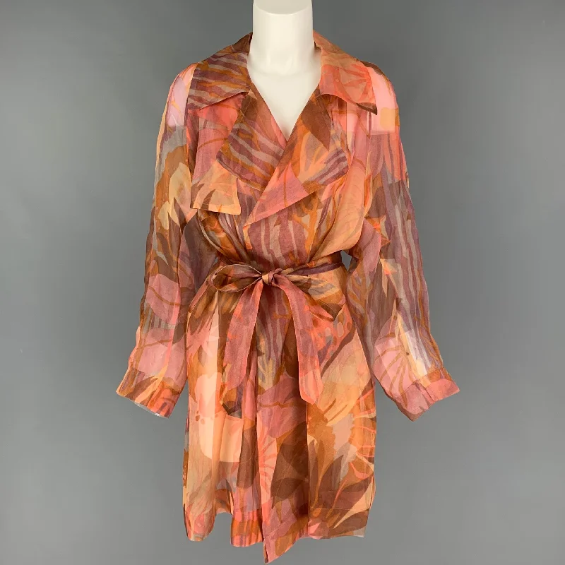DRIES VAN NOTEN Size M Multi-Color See Through Belted Jacket Appliqued Jacket Beaded Jacket Sequined Jacket